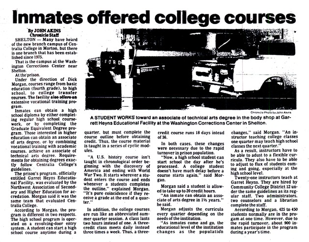 Inmates offered college courses