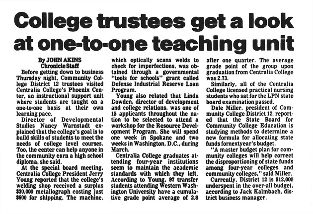 College trustees get a look at one-to-one teaching unit