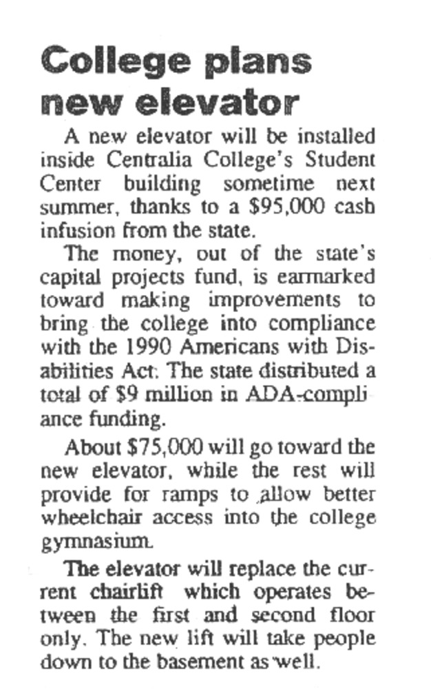 College plans new elevator