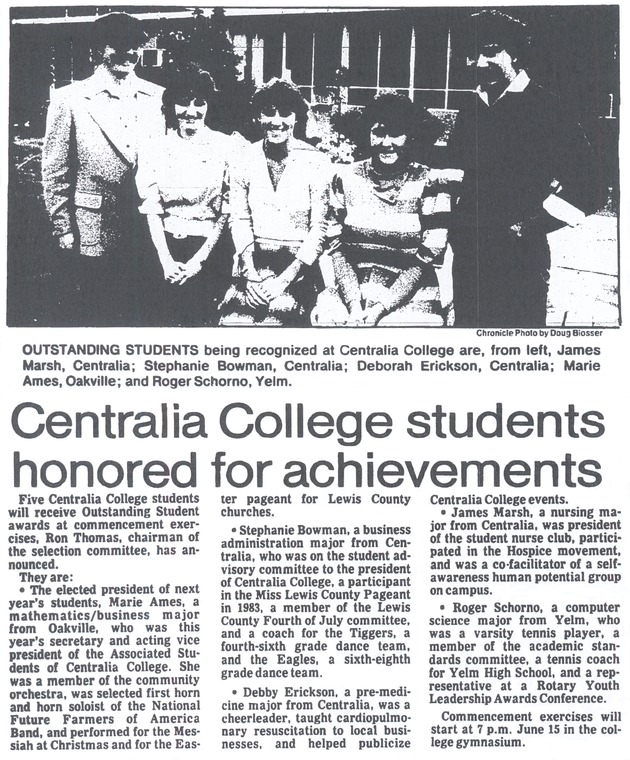 Centralia College students honored for achievements
