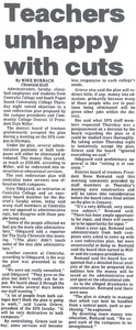 Teachers unhappy with cuts