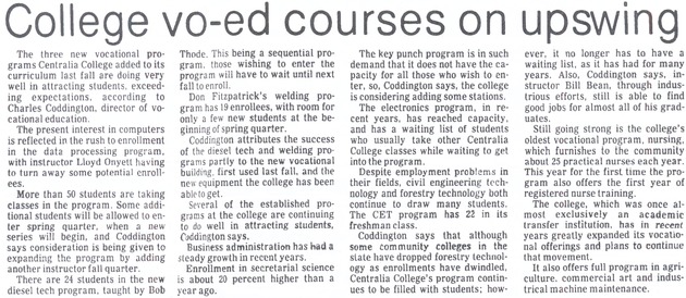 College vo-ed courses on upswing