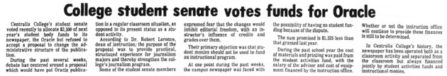 College student senate votes funds for Oracle