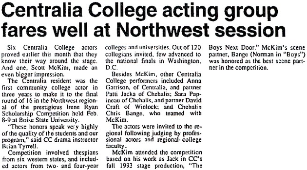 Centralia College acting group fares well at Northwest session.