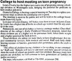 College to host meeting on teen pregnancy