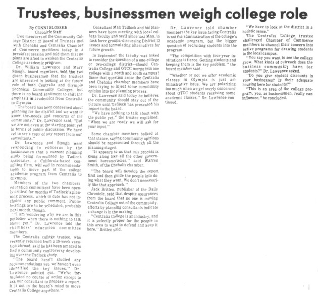 Trustees, businessmen weigh college role