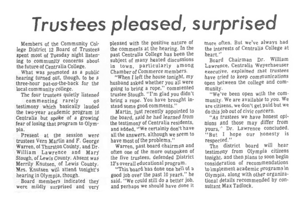 Trustees pleased, surprised
