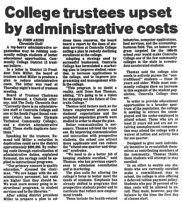 College trustees upset by administrative costs
