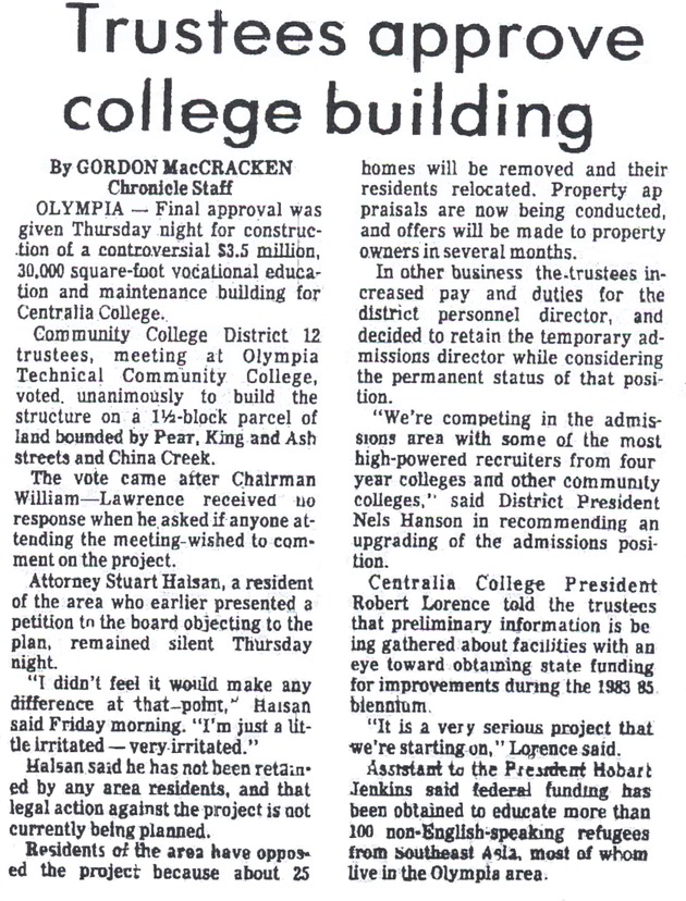 Trustees approve college building