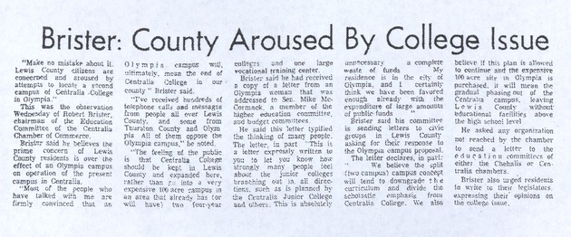 Brister: County aroused by college issue