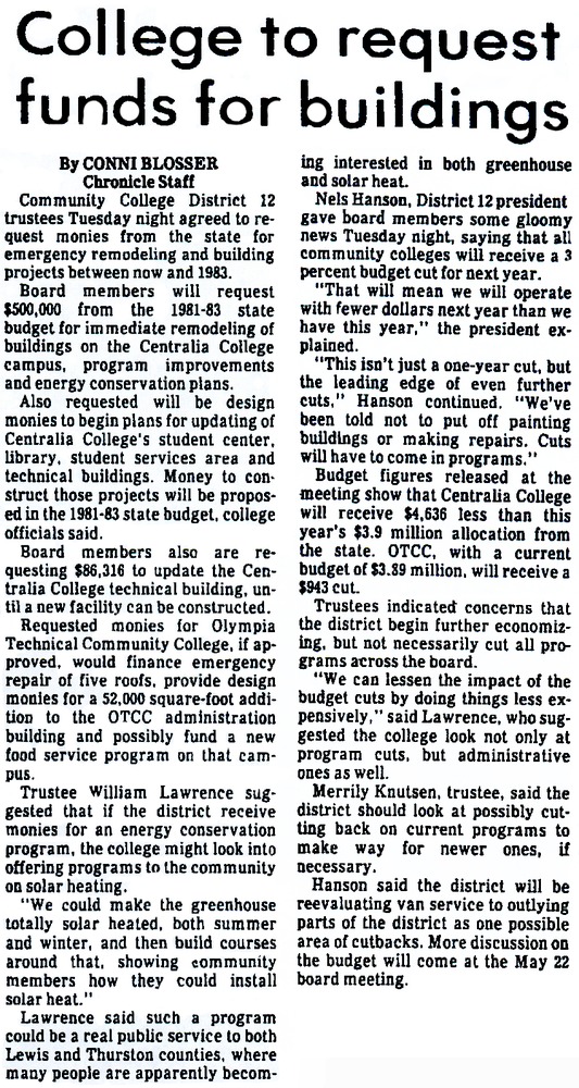 College to request funds for buildings