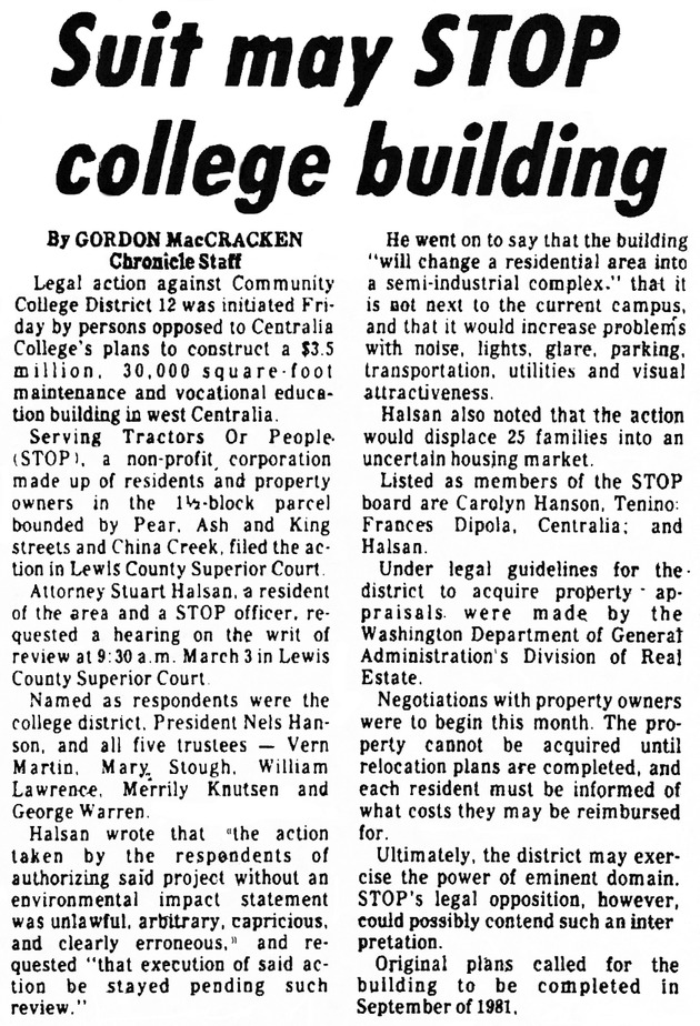 Suit may STOP college building