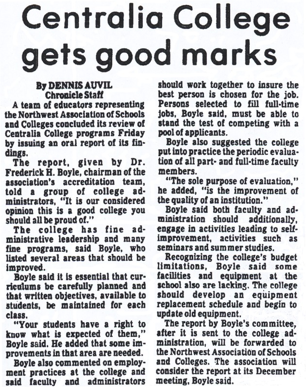 Centralia College gets good marks