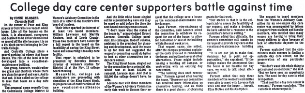 College day care center supporters battle against time