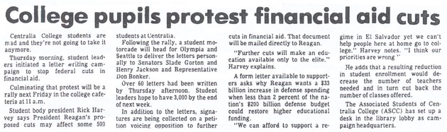 College pupils protest financial aid cuts