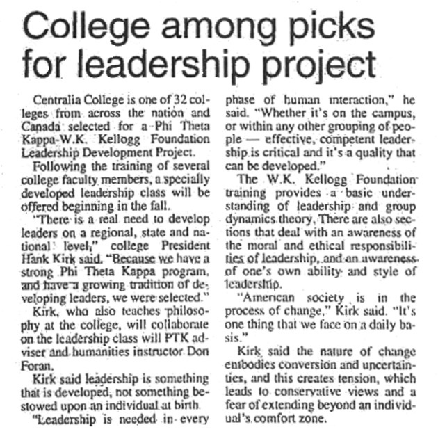 College among picks for leadership project
