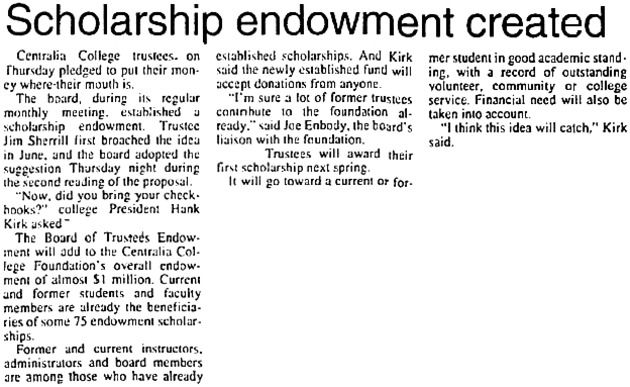 Scholarship endowment created