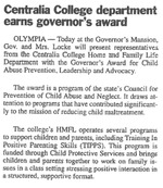 Centralia College department earns governor's award