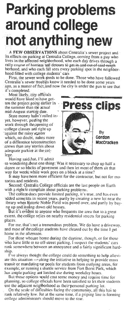 Parking problems around college not anything new
