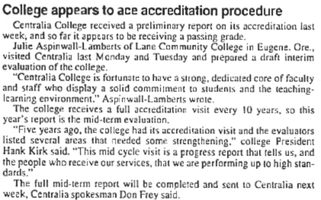 College appears to ace accreditation procedure