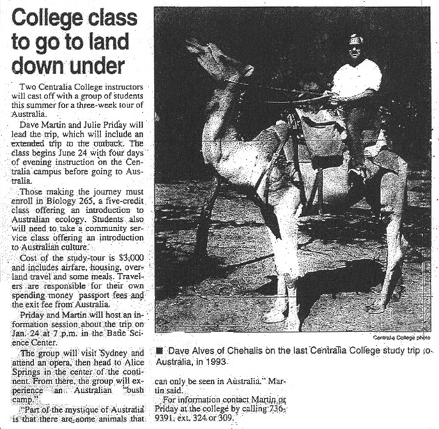 College class to go to land down under