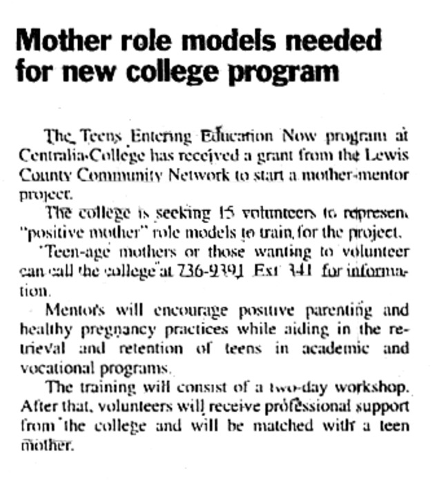 Mother role models needed for new college program